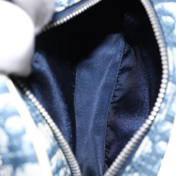 Christian Dior Trotter Canvas Shoulder Bag PVC Navy Silver Auth BA4540