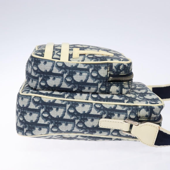 Christian Dior Trotter Canvas Shoulder Bag PVC Navy Silver Auth BA4540