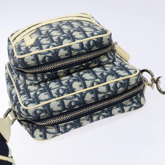 Christian Dior Trotter Canvas Shoulder Bag PVC Navy Silver Auth BA4540