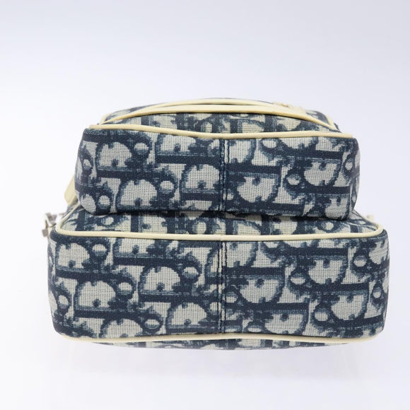 Christian Dior Trotter Canvas Shoulder Bag PVC Navy Silver Auth BA4540