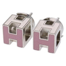 HERMES Cage Do Ash H Cube Pierce metal Pink Auth BA4544-1