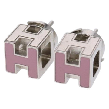 HERMES Cage Do Ash H Cube Pierce metal Pink Auth BA4544