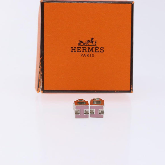 HERMES Cage Do Ash H Cube Pierce metal Pink Auth BA4544