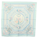 HERMES Carre 90 Scarf ""JEUX DE PAILLE"" Silk Light Blue Auth BA4555-1