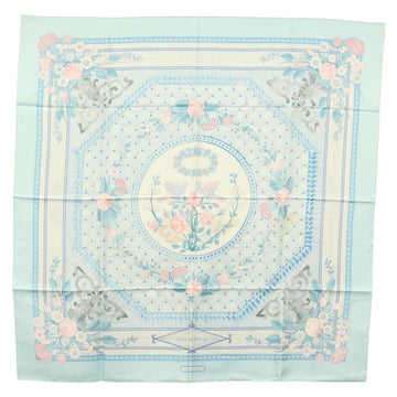 HERMES Carre 90 Scarf ""JEUX DE PAILLE"" Silk Light Blue Auth BA4555