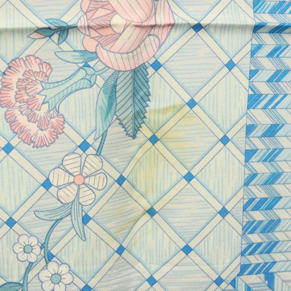 HERMES Carre 90 Scarf ""JEUX DE PAILLE"" Silk Light Blue Auth BA4555