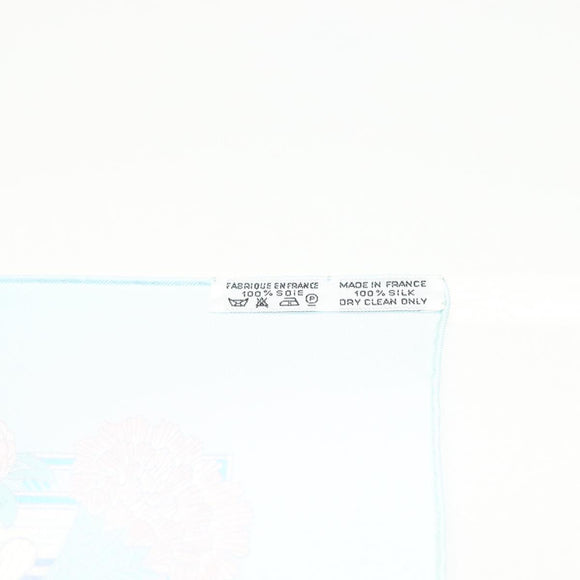 HERMES Carre 90 Scarf ""JEUX DE PAILLE"" Silk Light Blue Auth BA4555