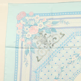 HERMES Carre 90 Scarf ""JEUX DE PAILLE"" Silk Light Blue Auth BA4555 - 0