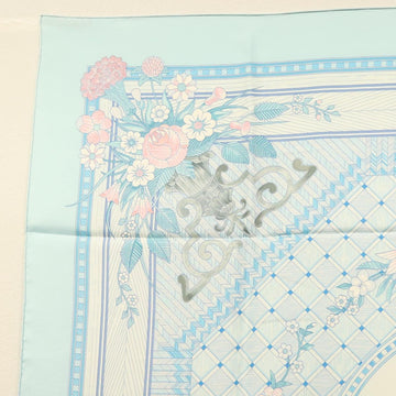 HERMES Carre 90 Scarf ""JEUX DE PAILLE"" Silk Light Blue Auth BA4555 - 0