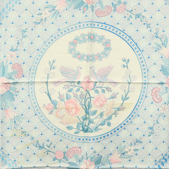 HERMES Carre 90 Scarf ""JEUX DE PAILLE"" Silk Light Blue Auth BA4555