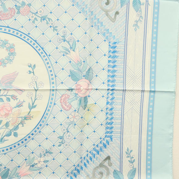 HERMES Carre 90 Scarf ""JEUX DE PAILLE"" Silk Light Blue Auth BA4555
