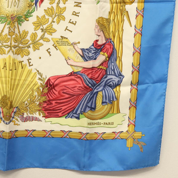 HERMES Carre 90 ""LIBERTE EGALITE FRATERNITE REPUBLIQUE FRANCAISE"" Auth BA4557