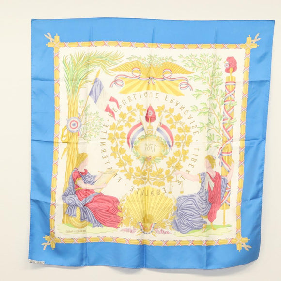 HERMES Carre 90 ""LIBERTE EGALITE FRATERNITE REPUBLIQUE FRANCAISE"" Auth BA4557