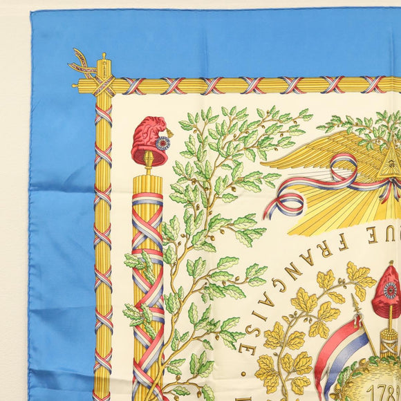 HERMES Carre 90 ""LIBERTE EGALITE FRATERNITE REPUBLIQUE FRANCAISE"" Auth BA4557