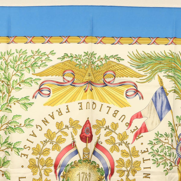 HERMES Carre 90 ""LIBERTE EGALITE FRATERNITE REPUBLIQUE FRANCAISE"" Auth BA4557