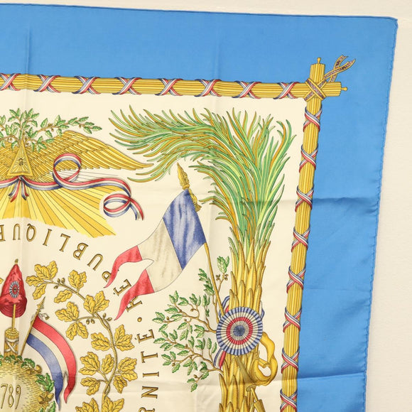 HERMES Carre 90 ""LIBERTE EGALITE FRATERNITE REPUBLIQUE FRANCAISE"" Auth BA4557