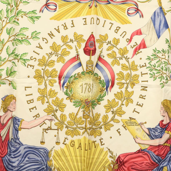 HERMES Carre 90 ""LIBERTE EGALITE FRATERNITE REPUBLIQUE FRANCAISE"" Auth BA4557