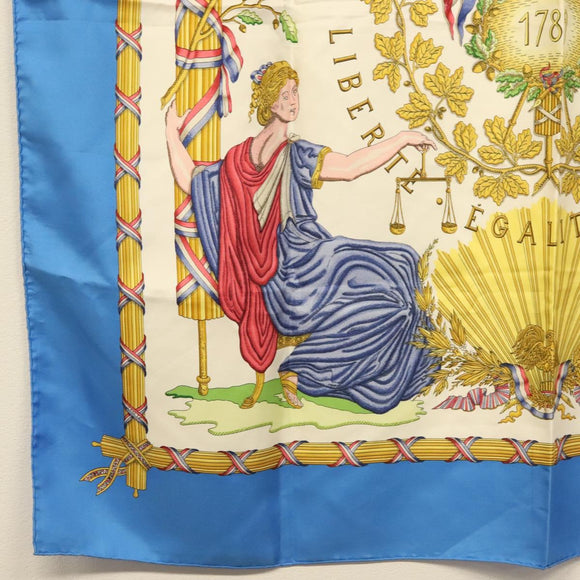 HERMES Carre 90 ""LIBERTE EGALITE FRATERNITE REPUBLIQUE FRANCAISE"" Auth BA4557