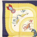 HERMES Carre 90 Scarf ""VOITURES PANIERS"" Silk White Auth BA4559-2