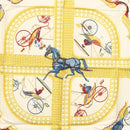 HERMES Carre 90 Scarf ""VOITURES PANIERS"" Silk White Auth BA4559-6