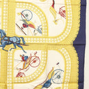 HERMES Carre 90 Scarf ""VOITURES PANIERS"" Silk White Auth BA4559-7