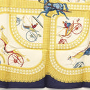 HERMES Carre 90 Scarf ""VOITURES PANIERS"" Silk White Auth BA4559-9