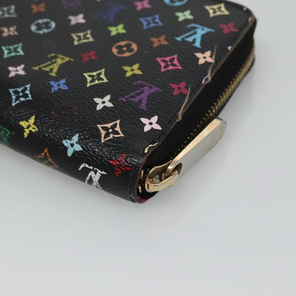 LOUIS VUITTON Monogram Multicolor Zippy Wallet Long Black M60243 LV Auth BA4571
