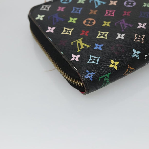 LOUIS VUITTON Monogram Multicolor Zippy Wallet Long Black M60243 LV Auth BA4571