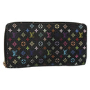 LOUIS VUITTON Monogram Multicolor Zippy Wallet Long Black M60243 LV Auth BA4571-1