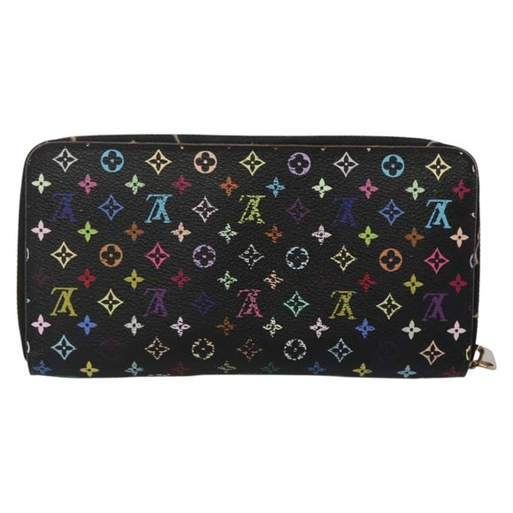 LOUIS VUITTON Monogram Multicolor Zippy Wallet Long Black M60243 LV Auth BA4571