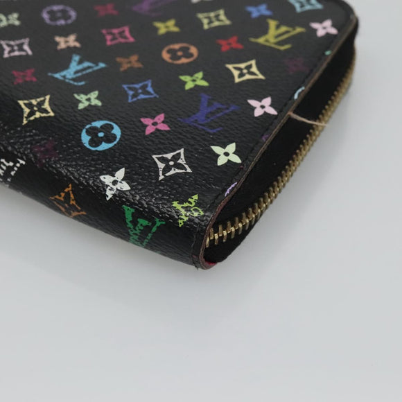 LOUIS VUITTON Monogram Multicolor Zippy Wallet Long Black M60243 LV Auth BA4571
