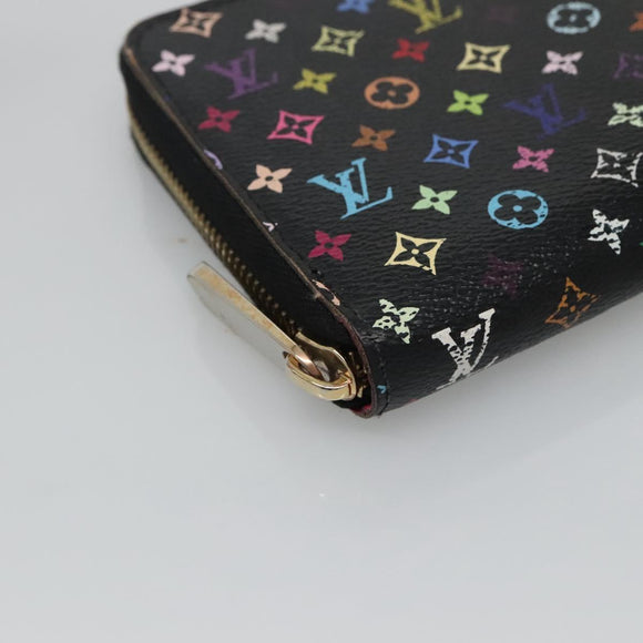 LOUIS VUITTON Monogram Multicolor Zippy Wallet Long Black M60243 LV Auth BA4571