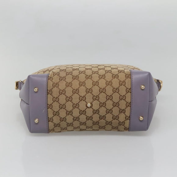 GUCCI GG Canvas Heart Bit Tote Bag Gold Beige 269957 Auth BA4579