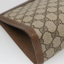 GUCCI GG Supreme Web Sherry Line Clutch Bag PVC Beige Gold 89 01 033 Auth BA4582-16