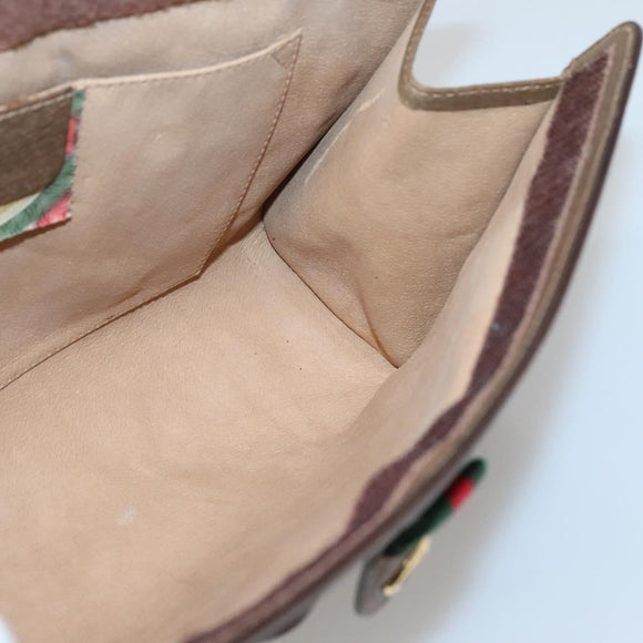 GUCCI GG Supreme Web Sherry Line Clutch Bag PVC Beige Gold 89 01 033 Auth BA4582