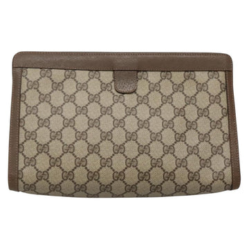 GUCCI GG Supreme Web Sherry Line Clutch Bag PVC Beige Gold 89 01 033 Auth BA4582 - 0