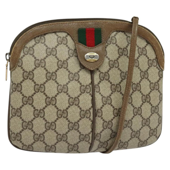 GUCCI GG Supreme Web Sherry Line Shoulder Bag PVC Beige 98 02 047 Auth BA4583