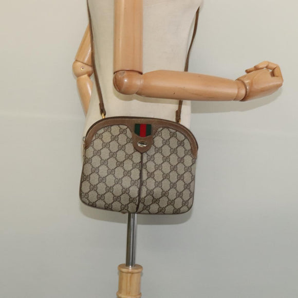 GUCCI GG Supreme Web Sherry Line Shoulder Bag PVC Beige 98 02 047 Auth BA4583