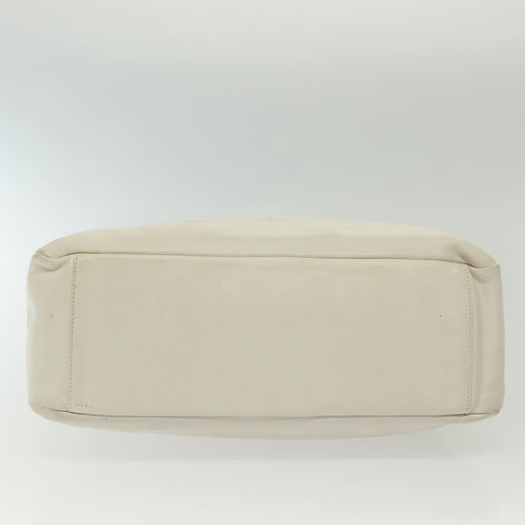 CHANEL COCO Mark Chain Shoulder Bag Lamb Skin White Gold CC Auth BA4593