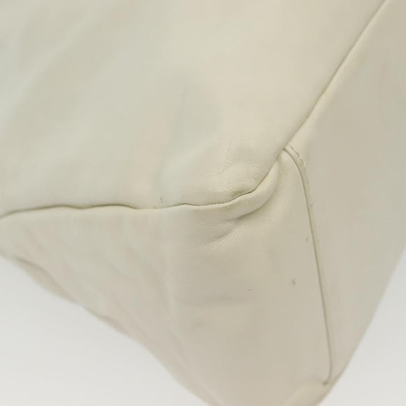 CHANEL COCO Mark Chain Shoulder Bag Lamb Skin White Gold CC Auth BA4593