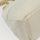 CHANEL COCO Mark Chain Shoulder Bag Lamb Skin White Gold CC Auth BA4593-16