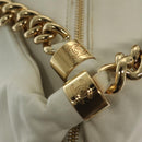 CHANEL COCO Mark Chain Shoulder Bag Lamb Skin White Gold CC Auth BA4593-19