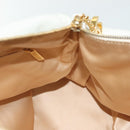 CHANEL COCO Mark Chain Shoulder Bag Lamb Skin White Gold CC Auth BA4593-21