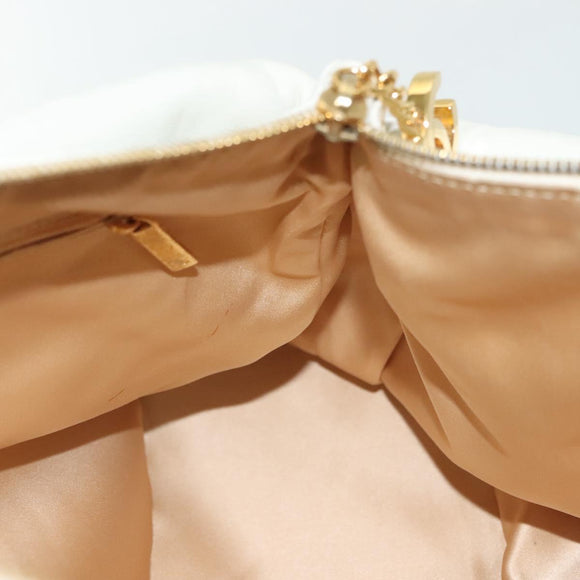 CHANEL COCO Mark Chain Shoulder Bag Lamb Skin White Gold CC Auth BA4593