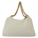 CHANEL COCO Mark Chain Shoulder Bag Lamb Skin White Gold CC Auth BA4593-2