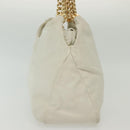 CHANEL COCO Mark Chain Shoulder Bag Lamb Skin White Gold CC Auth BA4593-3