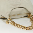 CHANEL COCO Mark Chain Shoulder Bag Lamb Skin White Gold CC Auth BA4593-7