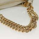 CHANEL COCO Mark Chain Shoulder Bag Lamb Skin White Gold CC Auth BA4593-8