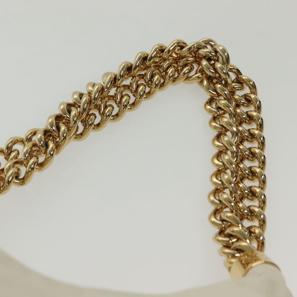 CHANEL COCO Mark Chain Shoulder Bag Lamb Skin White Gold CC Auth BA4593