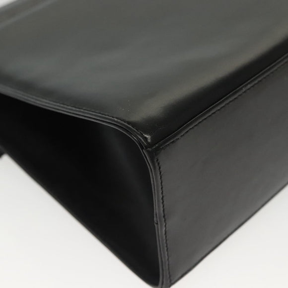 Salvatore Ferragamo Vala Hand Bag Leather Black Gold Auth BA4594